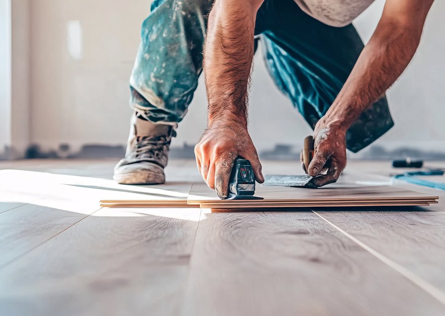 Flooring example — installation in progress