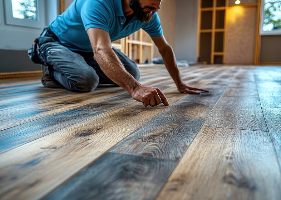Flooring example — installation in progress